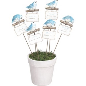 Transpac Resin 15.75 in. Multicolor Spring Bird Pot Picks with Pot Set of 7 - 1 of 2