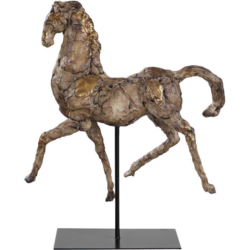 Uttermost Caballo Dorado 16 1/2"W Aged Silver w/ Gold Horse Sculpture, 1 of 2