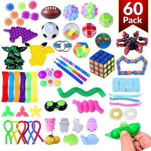LoonBalloon 60pcs Colorful Sensory Fidget Toys Kit for Focus & Concentration, Stress Relief for Girls & Boys - 1 of 4