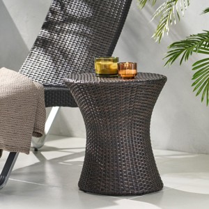 PE Rattan Outdoor Coffee Table,Accent Table With Aluminum Frame,Round Displaying End Table For Garden Balcony,No Assembly-Coolbibila - 1 of 4