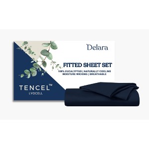 Delara 100% Eucalyptus Lyocell Tencel Fitted Sheet Set, Naturally Cooling, Soft, Silky, Smooth & Breathable - 1 of 4