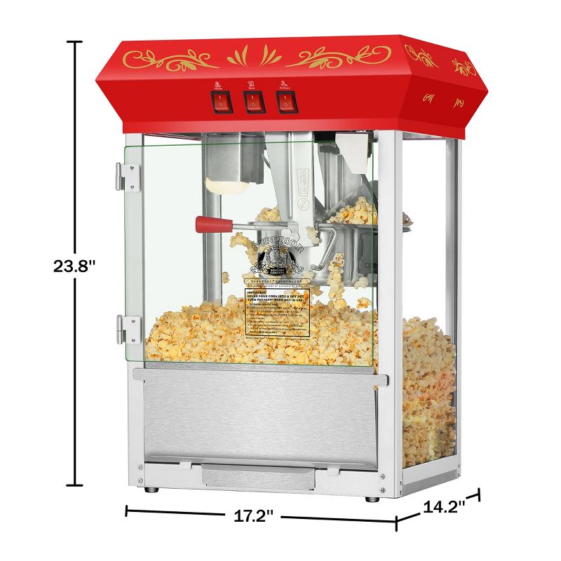 Superior Popcorn 8 oz. Movie Night Electric Countertop Popcorn Maker Machine - Red, 4 of 6