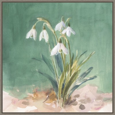 Amanti Art Soft Floral Dewdrops by Danhui Nai Canvas Wall Art Print Framed 22 x 22-in.