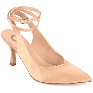 Journee Collection Womens Marcella Buckle Mid Stiletto Pointed Toe Pumps - 1 of 4