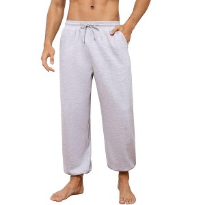 Men's Casual Lounge Pajama Yoga Jogger Pants Open Bottom Sweatpants with Pockets - 1 of 4