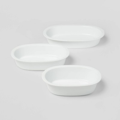 3pc Porcelain Beaded Rim Baking Dish Set White - Threshold™