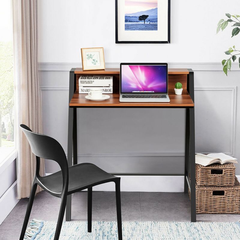 Costway 2 Tier Computer Desk PC Laptop Table Study Writing Home Office Workstation, 4 of 11