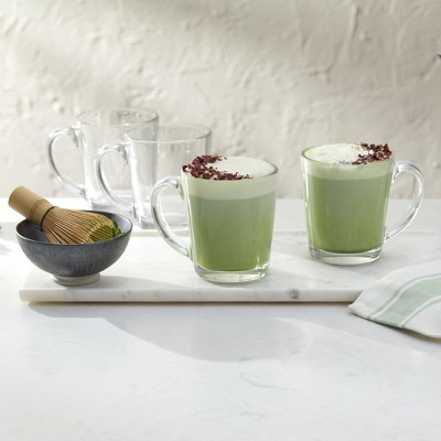 Clear Glass Café Mug Set with Tapered Design, 13.5-Ounce