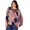 24seven Comfort Apparel Plus Size Mocha Tie Dye Batwing Sleeve Relaxed Fit Top - 2 of 4