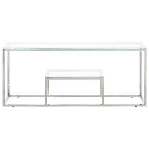 vidaXL Coffee Table Silver Stainless Steel, Tempered Glass Modern - Silver Glass - 1 of 4