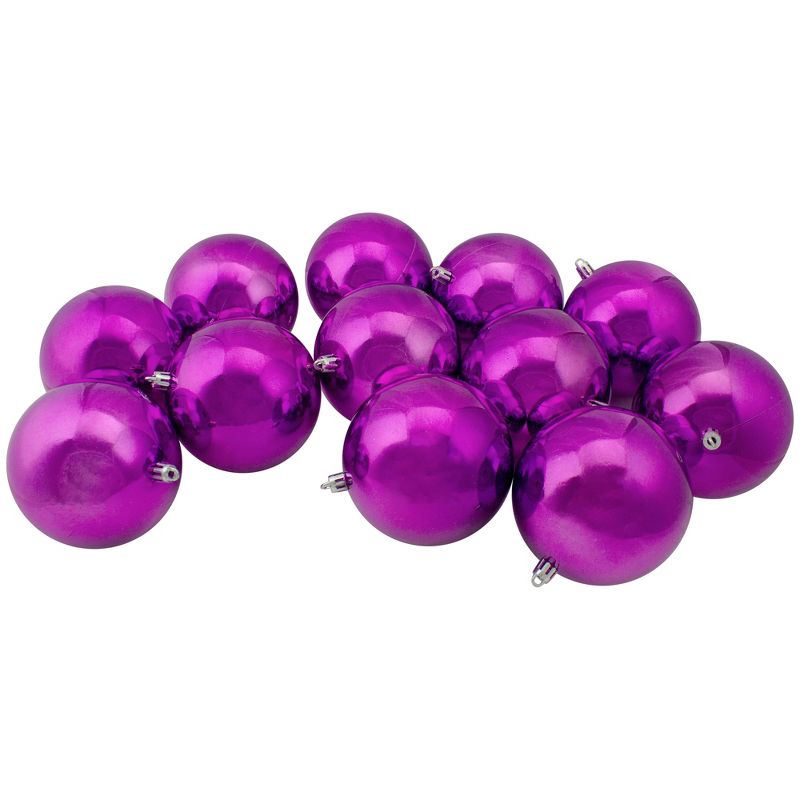 Northlight 12ct Shatterproof Shiny Christmas Ball Ornament Set 4" - Purple, 1 of 3