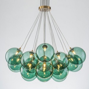 Rennnsan Eowari 28" W 19 - Light Bubble Green Glass Modern Dimmable Chandelier in Gold - 1 of 4