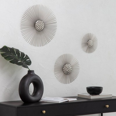 Sola Silver Starburst Iron Wall Art Set of 3