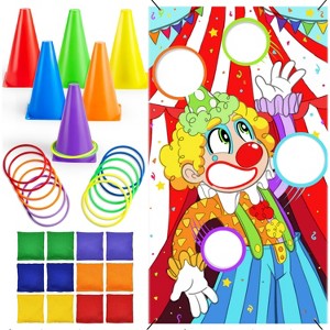 Joyfy 31PCS 3 in 1 Carnival Games Cornhole Set with Ring Toss/Bean Bags/Cones for Kids Adults Family Fun Outdoor Indoor Party Yard Lawn Game Play Toy - 1 of 4