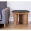 HomeRoots 18" Brown And Black Reclaimed Wood Distressed Round End Table - 2 of 4