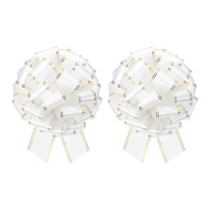 Unique Bargains Christmas Wedding Car Basket Gift Wrapping Large Organza Pull Bow 2 Pcs - 1 of 4