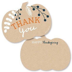 Big Dot of Happiness Happy Thanksgiving - Shaped Thank You Cards - Fall Harvest Party Thank You Note Cards with Envelopes - Set of 12 - 1 of 4