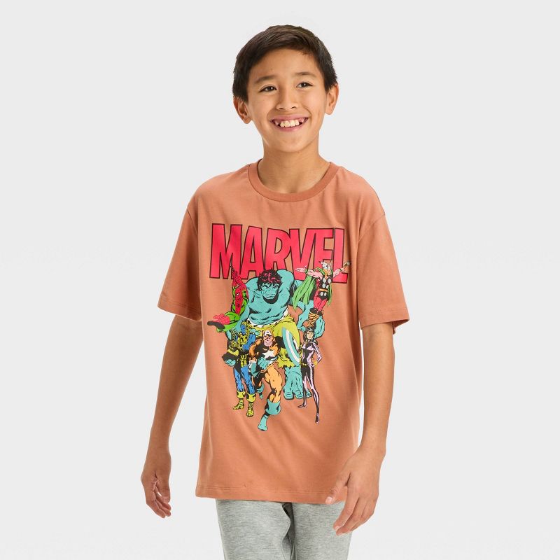 Boys' Short Sleeve Marvel Graphic T-Shirt - art class™ Tan, 1 of 5