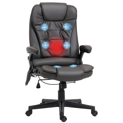 Vinsetto Vibration Massage Office Chair With Heat, Adjustable Height, High  Back, Armrest, Footrest, Pu Leather Comfy Computer Chair, Gray : Target