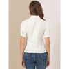 Allegra K Women's Elegant Spread Collar Puff Short Sleeve Button Front Shirt - 3 of 4
