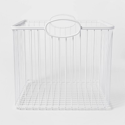 Large Stackable Kids' Storage Wire Bin - Pillowfort™: White Metal Basket, 13 Inch Cube System Compatible