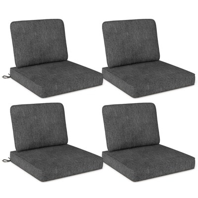 Costway 2/4/6-Pack 24" x 24" Deep Seat Cushion & Back Pillow with Removable Covers Outdoor Brown/Navy/Gray/Black