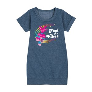 - Trolls - Feel The Vibes Poppy Graphic Short Sleeve Fleece Dress - 1 of 4