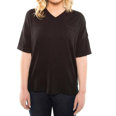Women's Crinkle Cotton Relaxed V-neck Top - ON THIS DAY