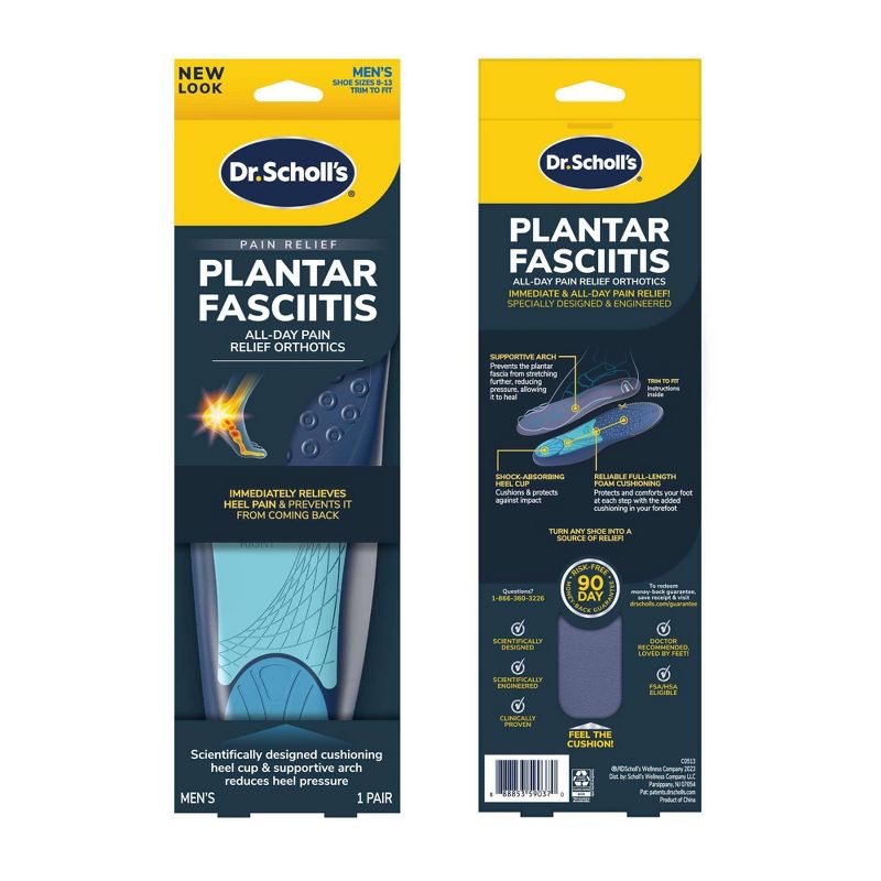 Dr. Scholl&#39;s Cut to Fit Inserts Plantar Fasciitis Men&#39;s Pain Relief Orthotics - 1pair - Size (8-13), 3 of 15