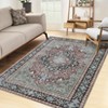Washable Vintage Printed Rug Non Slip Low Pile Rug Retro Throw Floor Cover Foldable Indoor Carpet for Living Room Bedroom - 4 of 4