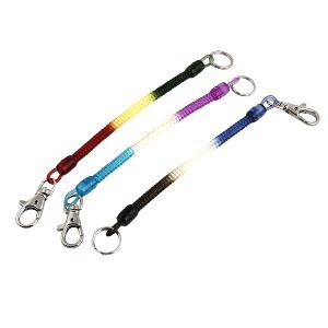 Unique Bargains Elastic Coil Metal Ring Keychain Strap Clasp Telephone Line Colorful 3 Pcs - 1 of 4