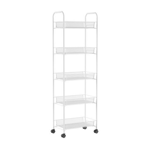 5-Tier Narrow Slim Container Cabinet White Plastic Storage with 5 Drawers  for Bathroom