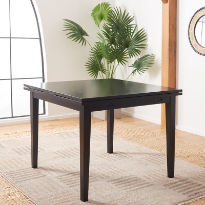 Black Wood Extendable Dining Table with Tapered Legs