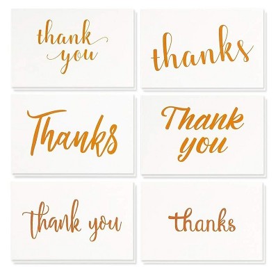  Best Paper Greetings 36-Pack White with Gold Foil Thank You Notes Greeting Cards with Envelopes Bulk Set 4x6 in 