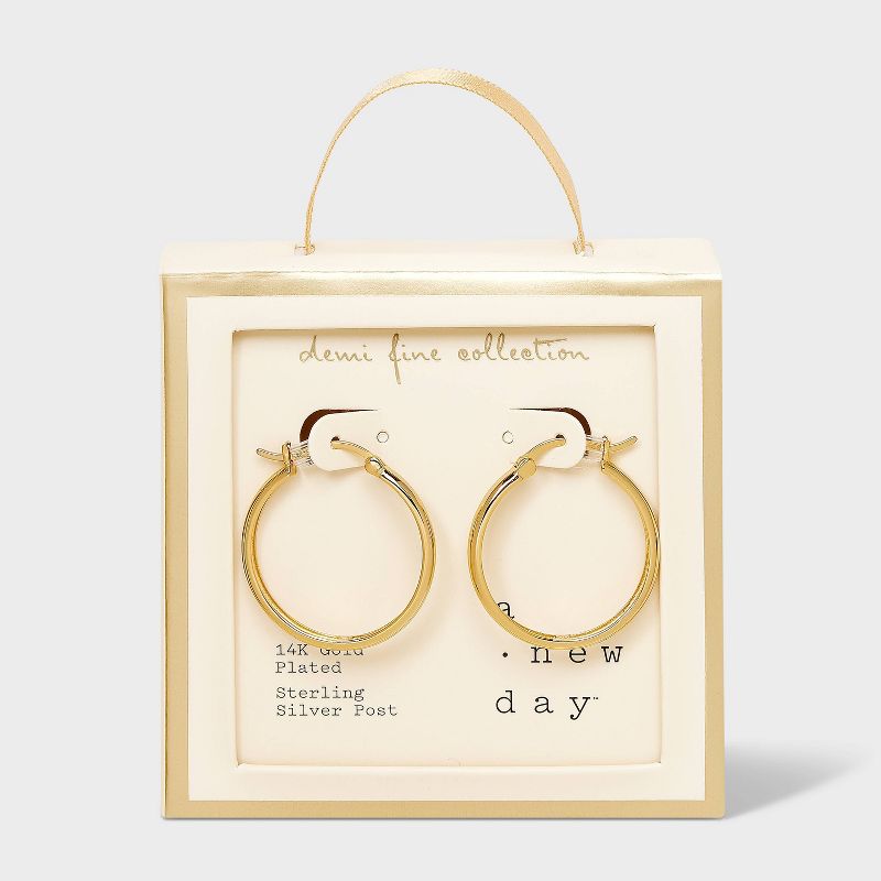14k Gold Plated Brass Polished Click Top Hoop Earrings - A New Day&#8482; Gold, 1 of 5