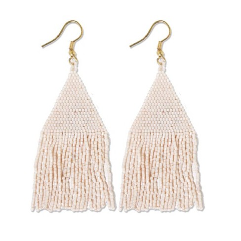 Ink+Alloy Lexie Luxe Beaded Fringe Earrings Cream