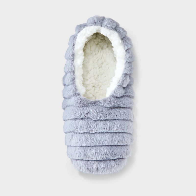 Women's Faux Fur Cozy Pull-On Slipper Socks with Grippers, 4 of 12