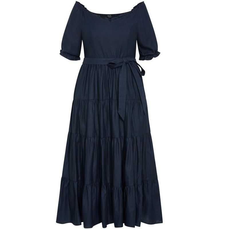 Women's Plus Size Puff Sleeve Maxi Dress - navy | CITY CHIC, 4 of 6