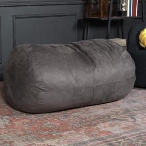 Vynxaria Michael 4-Foot Cylindrical Suede Bean Bag - Stylish Comfort for Any Space - 1 of 4