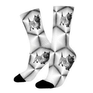 Cairn Dog Women Printed Crew Socks Funny Funky Socks Soft Polyester Novelty Gifts for Artists Men - 1 of 1