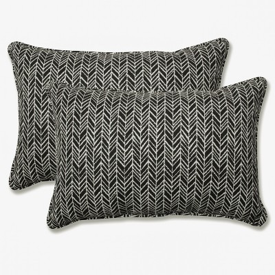 Outdoor/Indoor Herringbone Over-Sized Rectangular Throw Pillow Set of 2 - Pillow Perfect