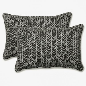 Outdoor/Indoor Herringbone Over-Sized Rectangular Throw Pillow Set of 2 - Pillow Perfect - 1 of 4