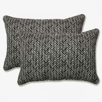 Outdoor/Indoor Herringbone Over-Sized Rectangular Throw Pillow Set of 2 - Pillow Perfect