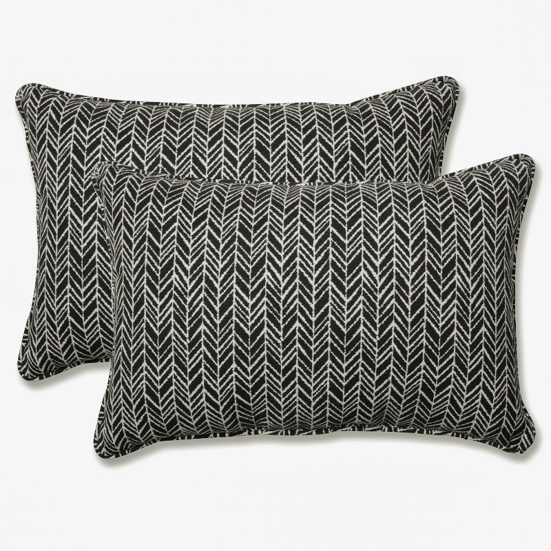 Outdoor/Indoor Herringbone Over-Sized Rectangular Throw Pillow Set of 2 - Pillow Perfect, 1 of 7