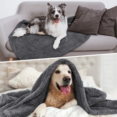 Large Charcoal Faux Shearling Dog Blanket