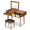 NicBex 43.3" Makeup Vanity Set with Flip Mirror,Vanity Desk with PU Stool,Dressing Table with 3 Drawers&storage space,Vanity Table for Bedroom - 2 of 4