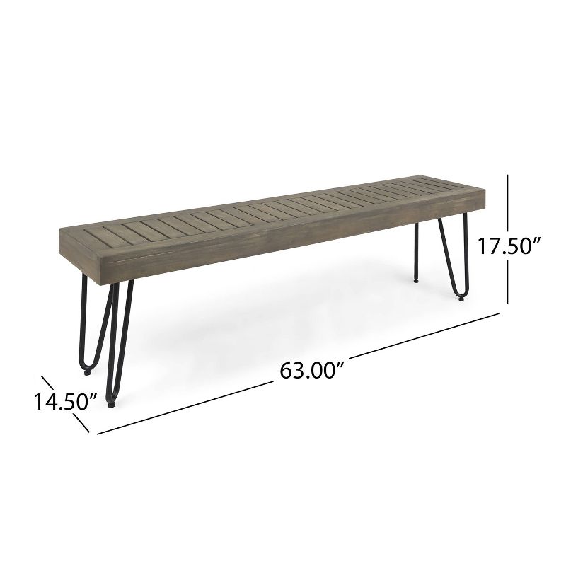 Jane Wood/Metal Patio Industrial Bench - Gray - Christopher Knight Home, 6 of 7