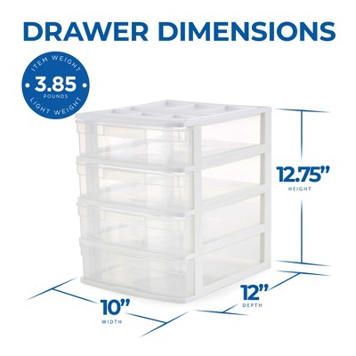 White and Clear 4-Drawer Desktop Storage Organizer