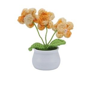 Unique Bargains Artificial Plants Hand-Knit Puff Flower Pot DIY Kit Yarn 1.97"x1.97"x5.51" 1 Pcs - 1 of 4