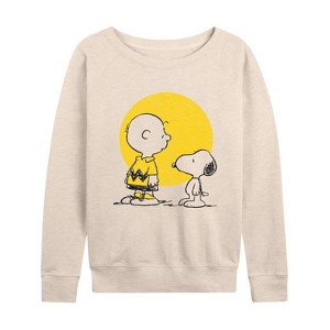 Women's - Peanuts - Charlie Snoopy Hearts Lightweight French Terry Slouchy - 1 of 4